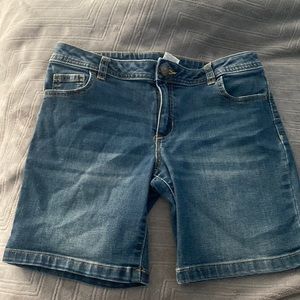 Dark wash jean shorts selling for $5 size 10